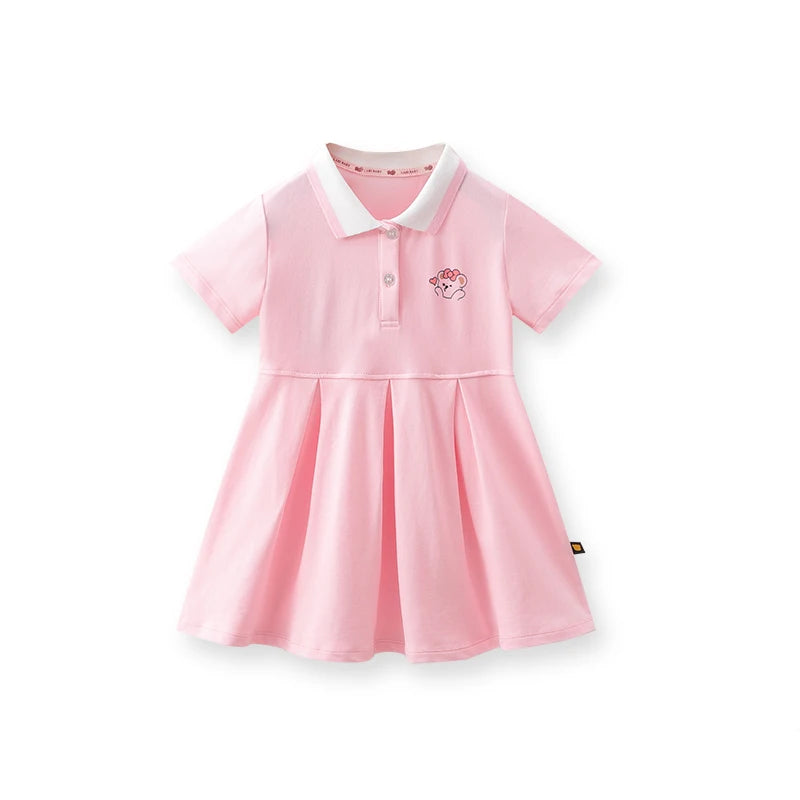 Summer Baby Girl Dress 3-6 Year Old Girl Casual frocks Solid Color Cartoon Cute and Sweet Children's Clothing