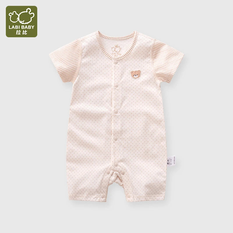 Summer 3-12 Months Pure Cotton Baby Jumpsuit for Boys and Girls Newborn Solid Color Short Sleeved Bodysuits Children's Clothing